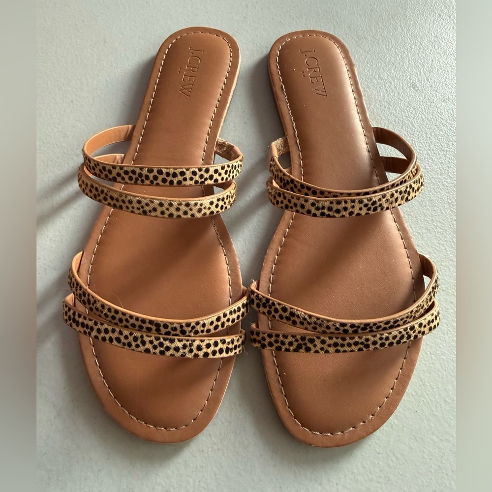 J. Crew Leopard Print and Tan Sandals